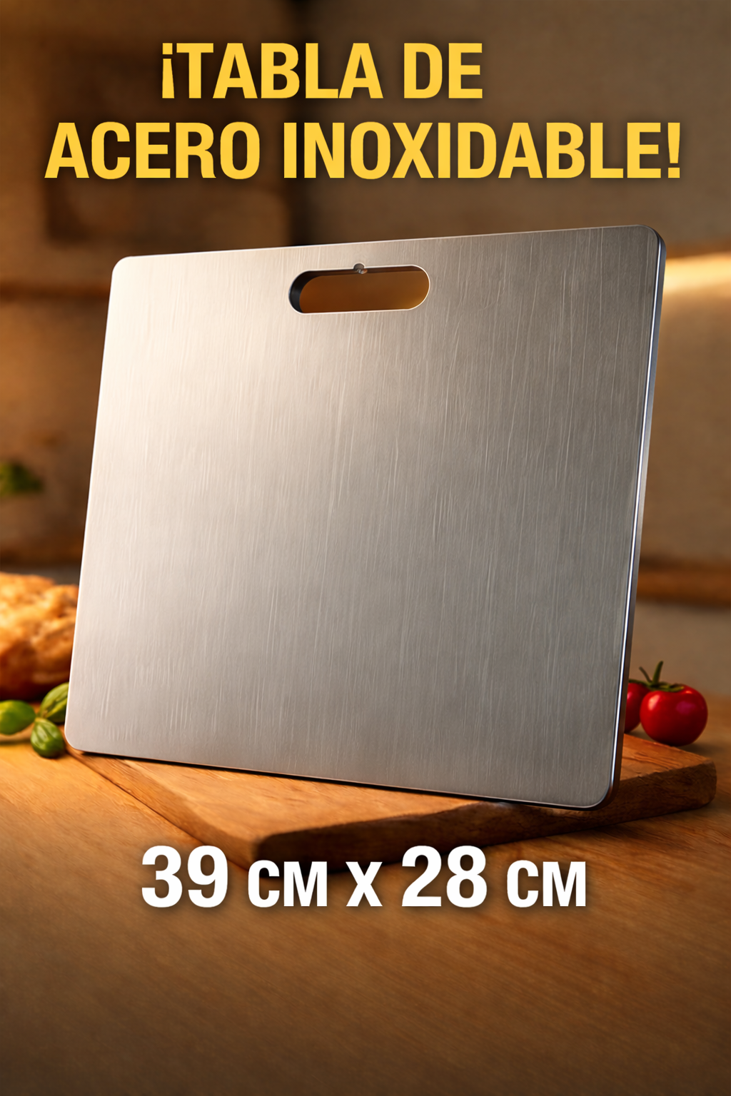 TitanCut – Tabla de Cortar Gruesa de Acero Inoxidable