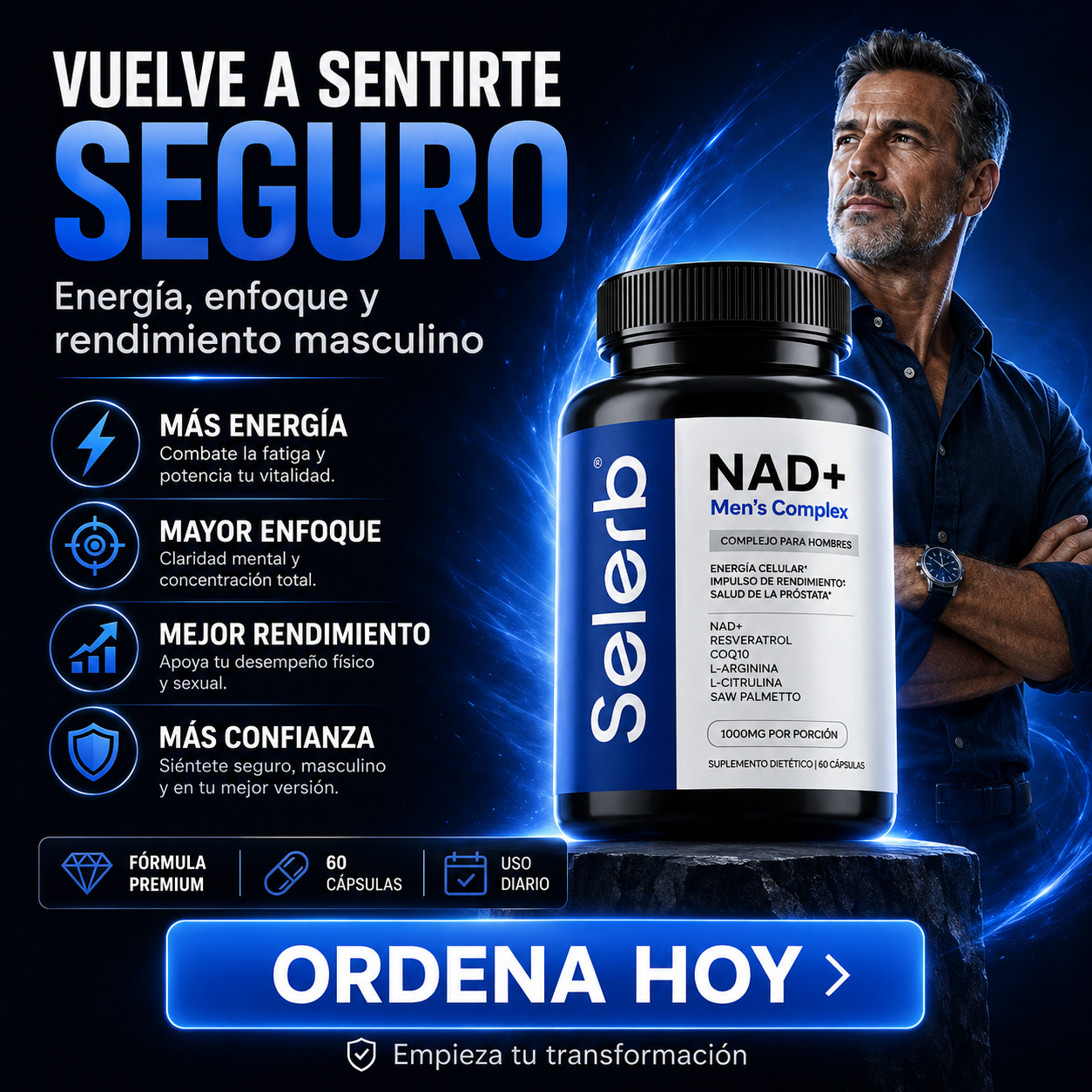 Selerb NAD+ Cuida tu Próstata y Recupera tu Potencia en la Cama Sin Efectos Secundarios