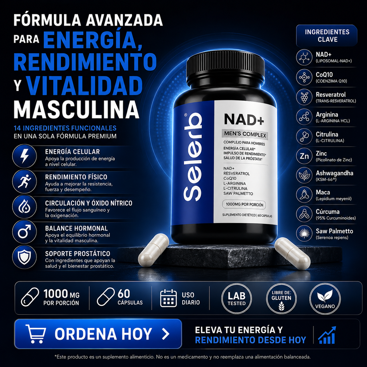 Selerb NAD+ Cuida tu Próstata y Recupera tu Potencia en la Cama Sin Efectos Secundarios