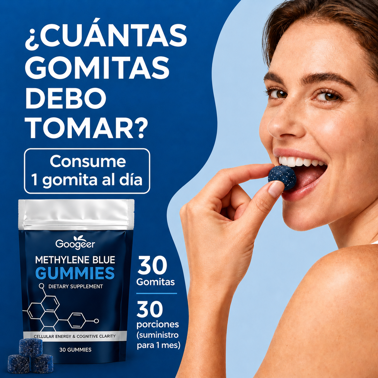 Gomitas azul de metileno / Apoya la Concentración, Enfoque, Rendimiento y Sistema Nervioso