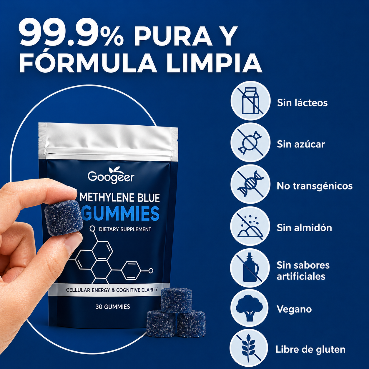 Gomitas azul de metileno / Apoya la Concentración, Enfoque, Rendimiento y Sistema Nervioso