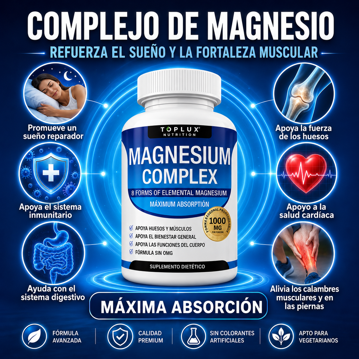 Magnesio 8 en 1 para apoyar mente clara, descanso y bienestar integral