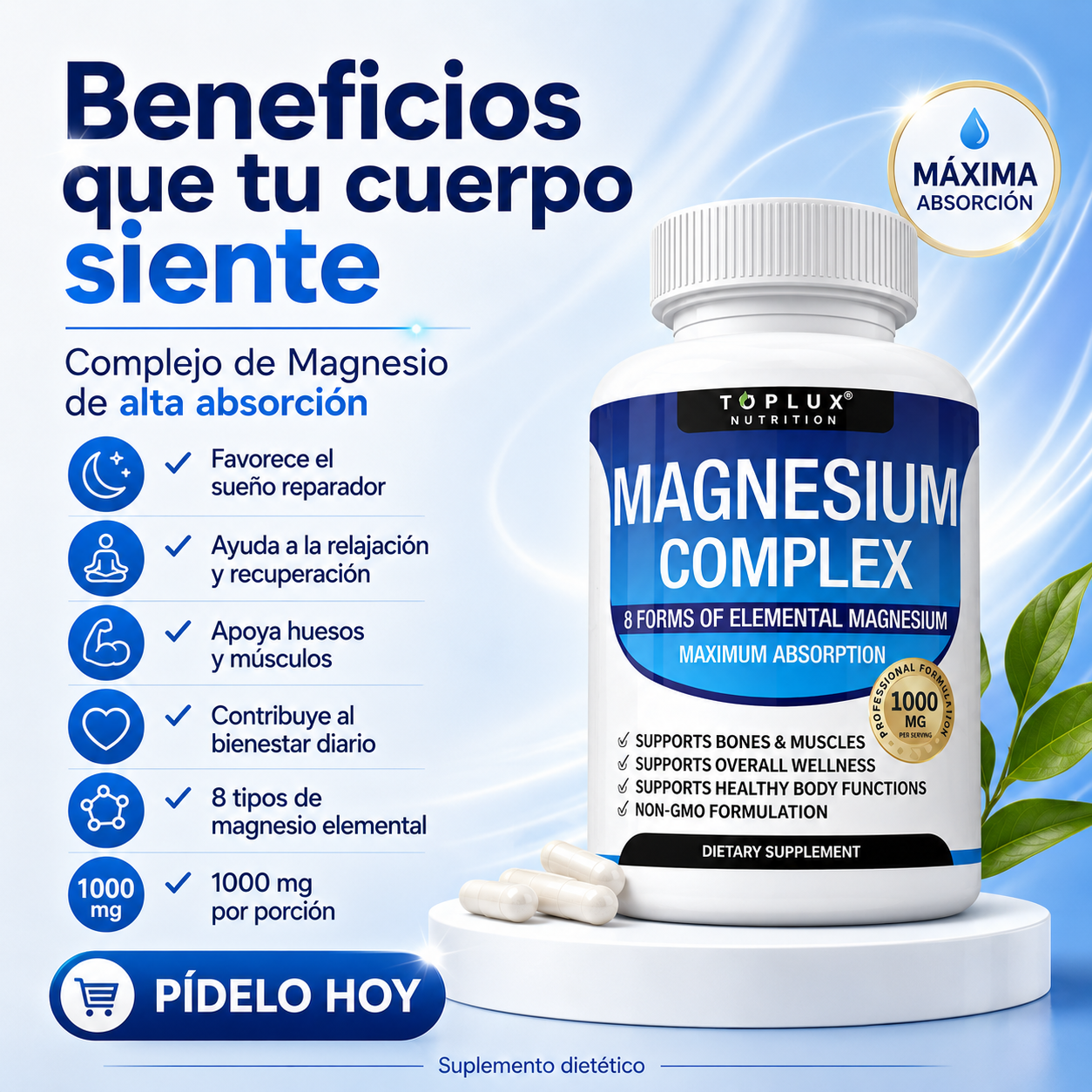 Magnesio 8 en 1 para apoyar mente clara, descanso y bienestar integral