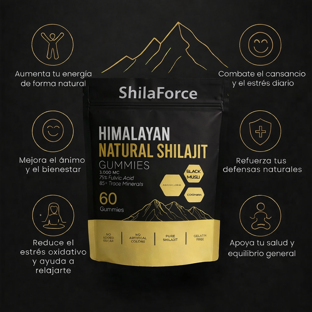 ShilaForce: Shilajit en Gomitas + Maca Negra + Ashwagandha Premium (Adiós Viagra)