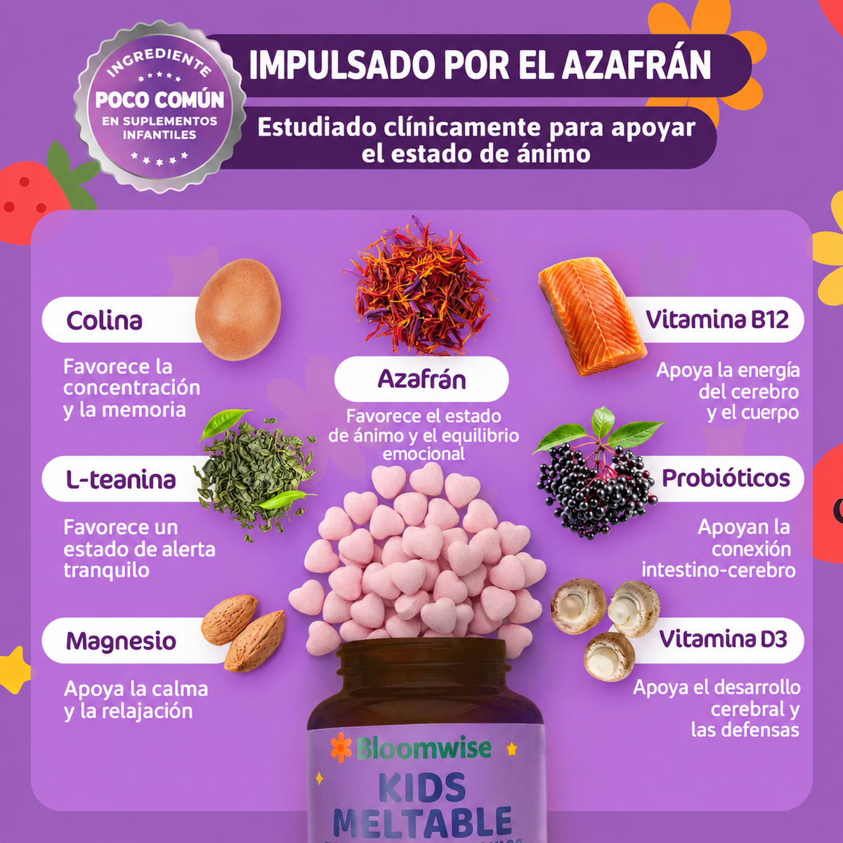 Suplemento para niños que se disuelve en la boca | Apoyo para la calma y la concentración