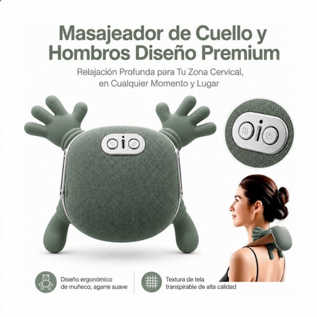 Masajeador Manitos Cuello Hombro Pierna Con Calor Recargable